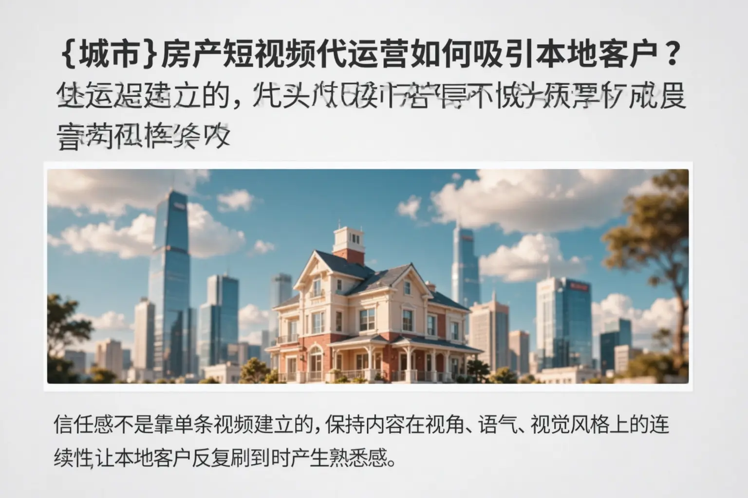 即墨房产短视频代运营如何吸引本地客户?